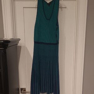 Banana Republic Teal and Navy Midi Dress